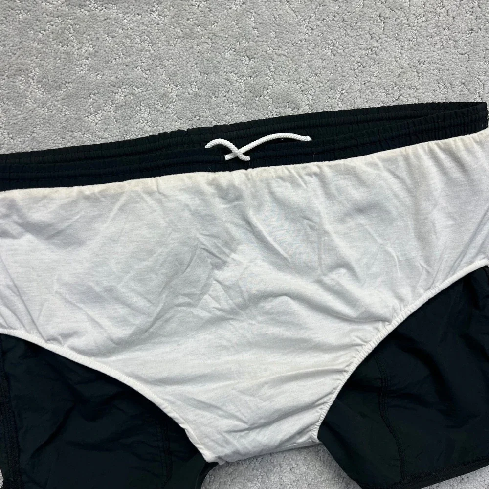 VINTAGE 80s Nike Shorts Mens Large Black Nylon Brief‎ Lined Board Swim Swoosh